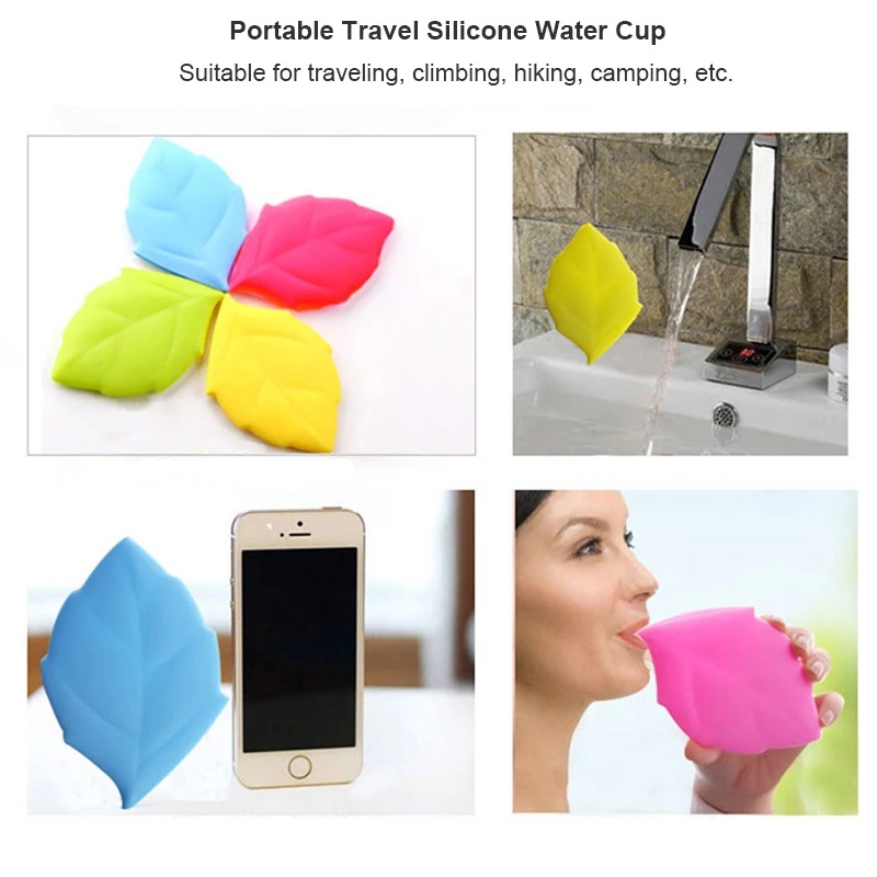 [Random Color] Cốc Đựng Bàn Chải Đánh Răng/ Cốc Súc Miệng Bằng Silicone Hình Chiếc Lá Dùng Khi Đi Du Lịch/Cắm Trại/Leo Núi Ngoài Trời