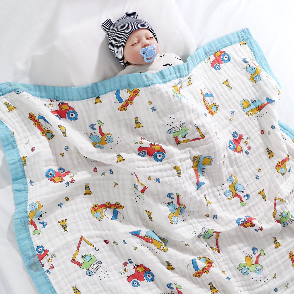 Chăn, Khăn tắm cho bé xô 6 lớp bo viền không xổ bông hoạ tiết bé trai / bé gái dùng từ sơ sinh đến lớn Thị Nắng Store