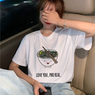 Áo thun Unisex form rộng Phở dễ thương áo thun vui nhộn tay ngắn