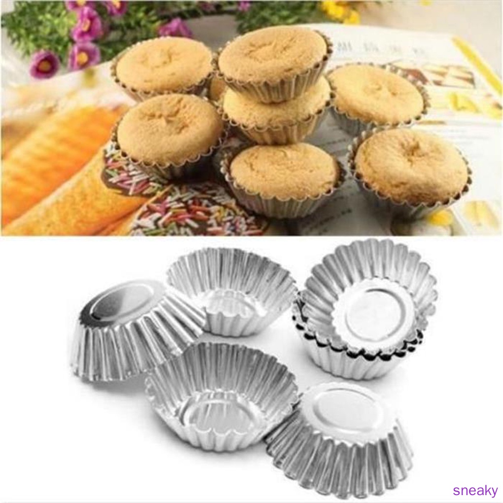 Set 10 Khuôn Làm Bánh Cupcake / Bánh Trứng Bằng Thiếc Chống Dính Diy