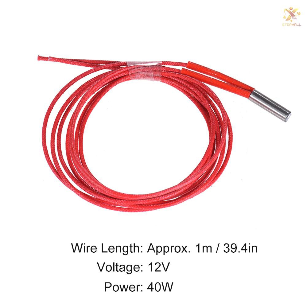 Đầu Gia Nhiệt E &amp; T 12v 40w 6x20mm Cho Máy In 3d Reprap I3 Anet