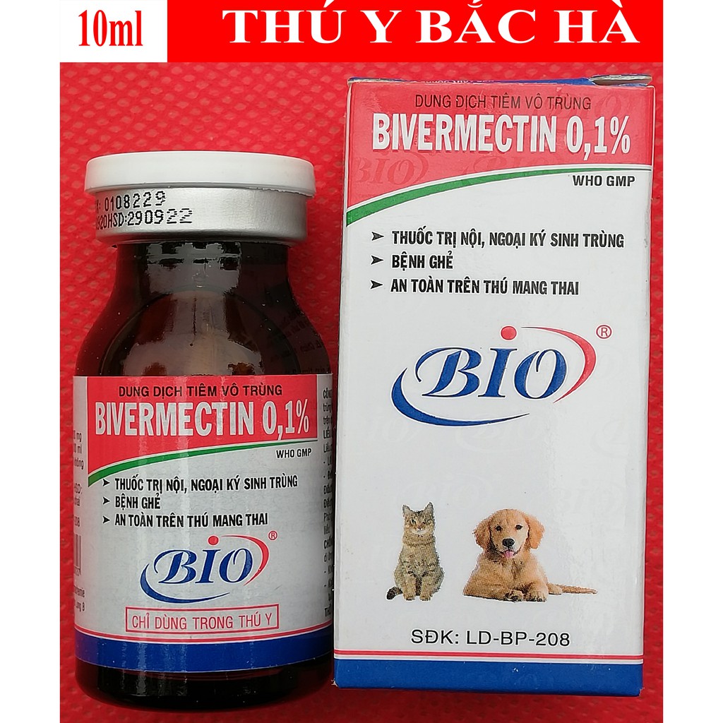 1 lọ Bio Bivermectin 10 ml 0,1 % Sản phẩm cao cấp chuyên dùng cho chó, mèo, thỏ