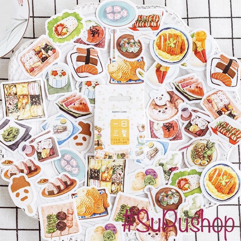 🥘🥘HỘP STICKER 45 MIẾNG CHỦ ĐỀ MÓN ĂN NHÌN SIU HẤP DẪN🥘🥘