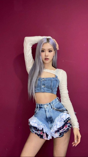 Set Rose Blackpink cao cấp - Áo croptop bò 2 dây và quần short bò denim cách điệu Ulzzang siêu chất ❤️
