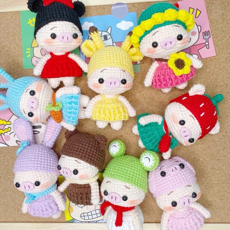 DIY Gói Nguyên Liệu Móc Len Gia Đình Heo  Dễ Thương- Quà Tặng Handmade Tự Làm Ý Nghĩa [Có hướng dẫn]