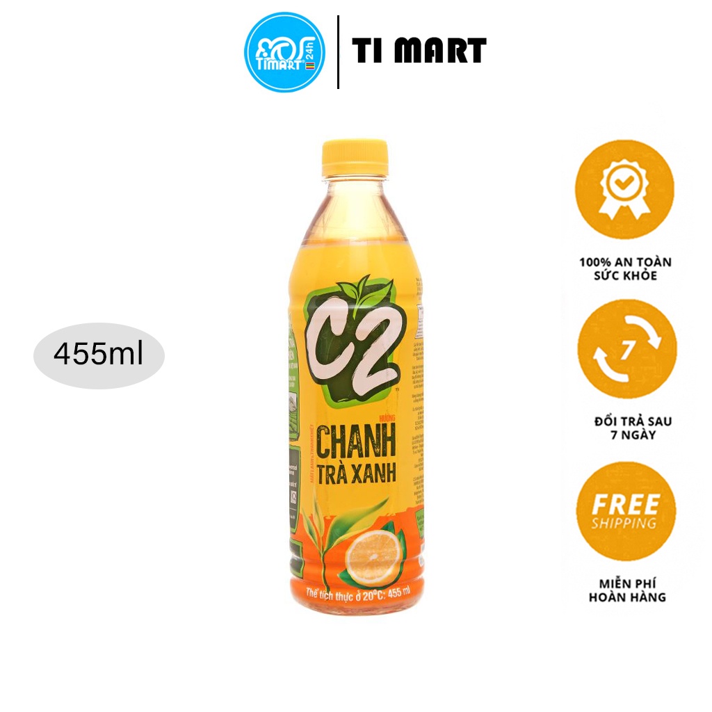 Thùng 24 chai C2 vị hồng trà đào / chanh 455ml