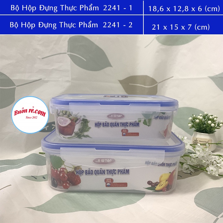 Bộ 2 hộp đựng đồ đông - hộp đựng thực phẩm 4 khóa Song Long cao cấp ( MS:2241) - br00314