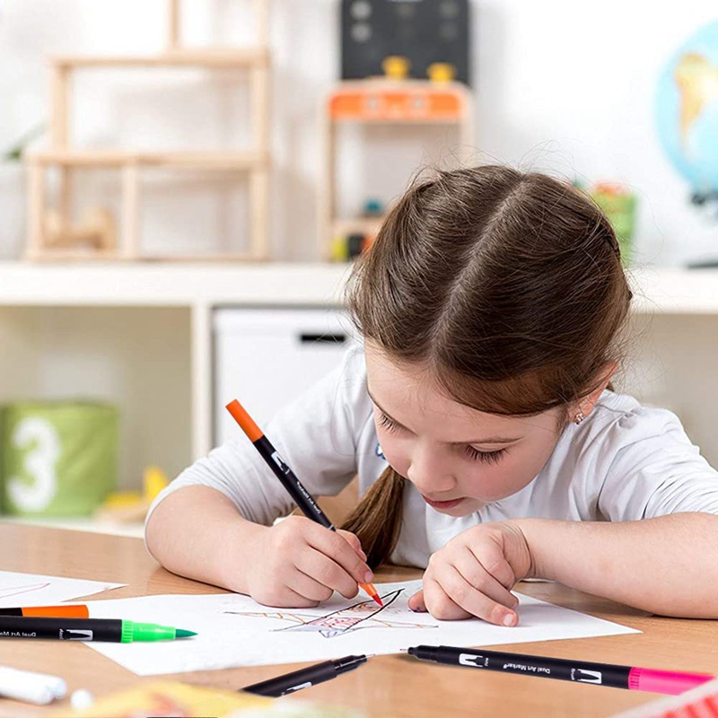 Colouring Pens 48 Colours Dual Brush Pens Felt Tip Pens Art Markers Drawing, Painting, Calligraphy, Colouring Books