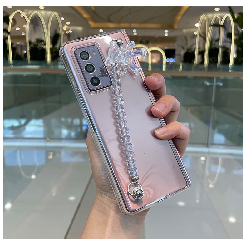 Bao Da Điện Thoại Trong Suốt Màu laser Hình Gấu diy Cho samsung galaxy z fold 5 4 3 2 5g Ốp