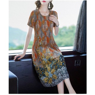 HÀNG NHẬP - ĐẦM LỤA DẬP LI IN HOA VĂN
