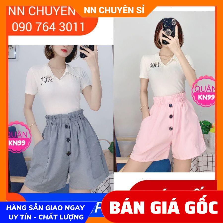 QUẦN SHORT LƯNG THUN PHỐI NÚT - KN99 🥑100% ẢNH THẬT🥑 QUẦN PHOM A - PHOM RỘNG ĐƠN GIẢN