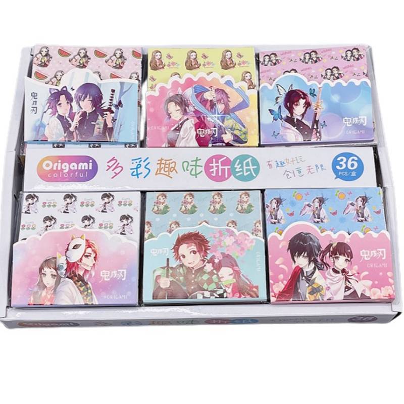 Giấy gấp sao nhiều chủ đề - In màu, origami star 40 Pcs/set  Demon Slayer Kimetsu No Yaiba Cute Square Origami Paper Kawaii Animal Paper Folded Paper Card Making DIY Scrapbooking Paper Tsuyuri Kanawo Tomioka Giyuu Kochou Shinobu