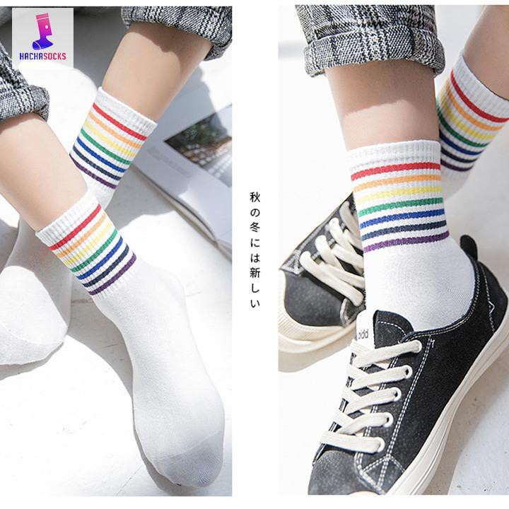 Vớ Tất Nữ Sọc Cầu Vồng Hàn Quốc