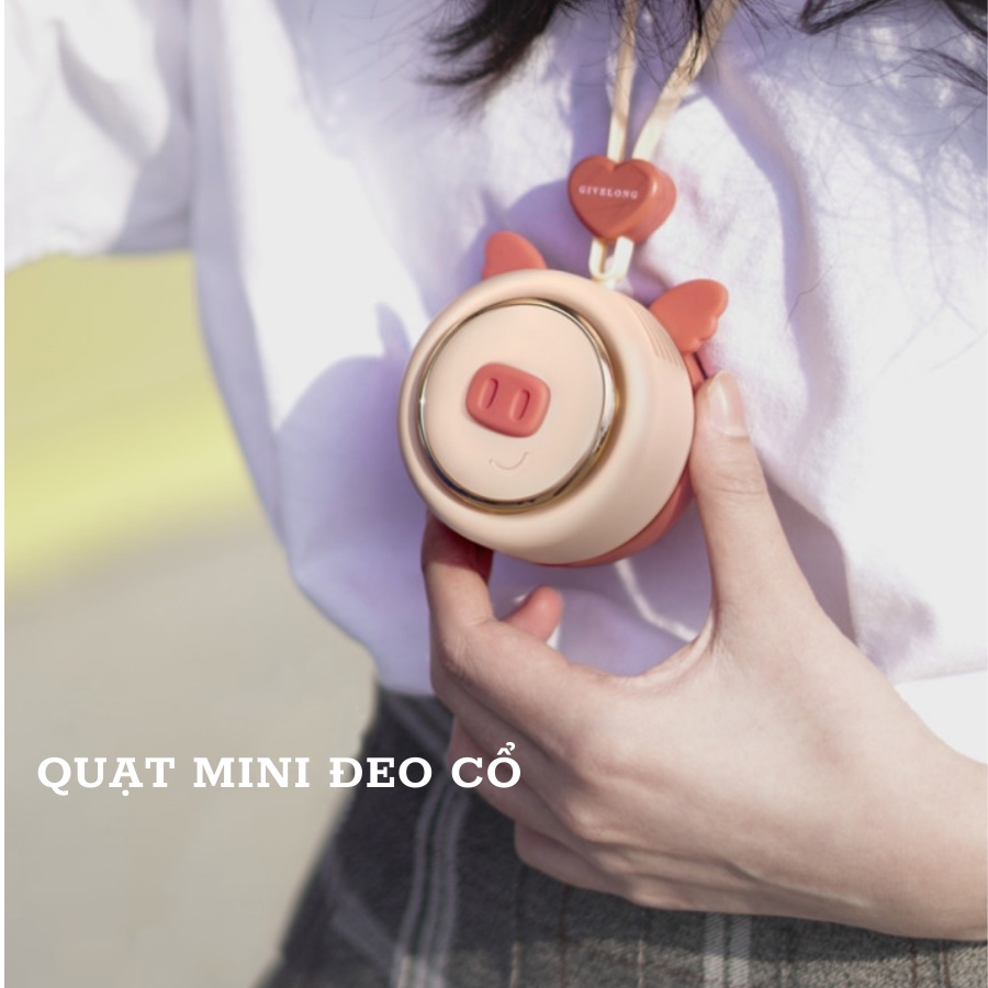 Quạt mini đeo cổ tiện lợi Quạt mini sạc pin USB nhỏ gọn mang đi du lịch