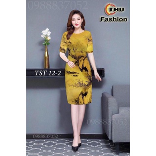 ĐẦM TRUNG NIÊN IN HOA 3D CAO CẤP , ĐẦM SUÔNG TRUNG NIÊN, THỜI TRANG TRUNG NIÊN