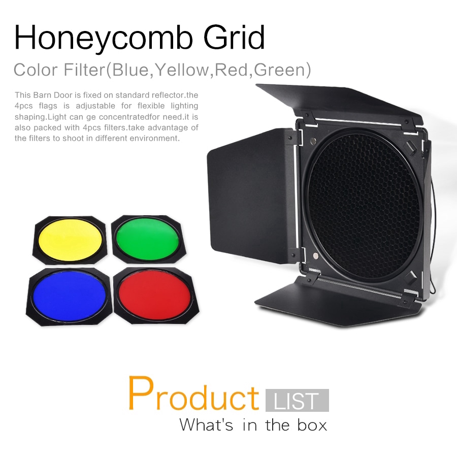 Set miếng chắn sáng + lưới tổ ong + 4 miếng lọc màu Godox BD-04 hỗ trợ chụp ảnh studio chuyên nghiệp