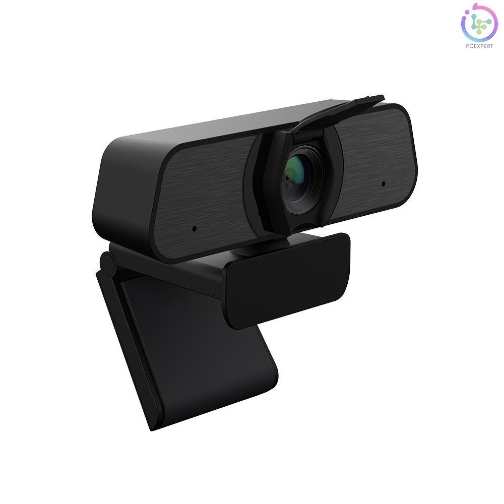 2K USB Webcam Manual Focus Web Camera with Privacy Cover Built-in Noise Reduction Microphone Drive-free Video Conference Camera