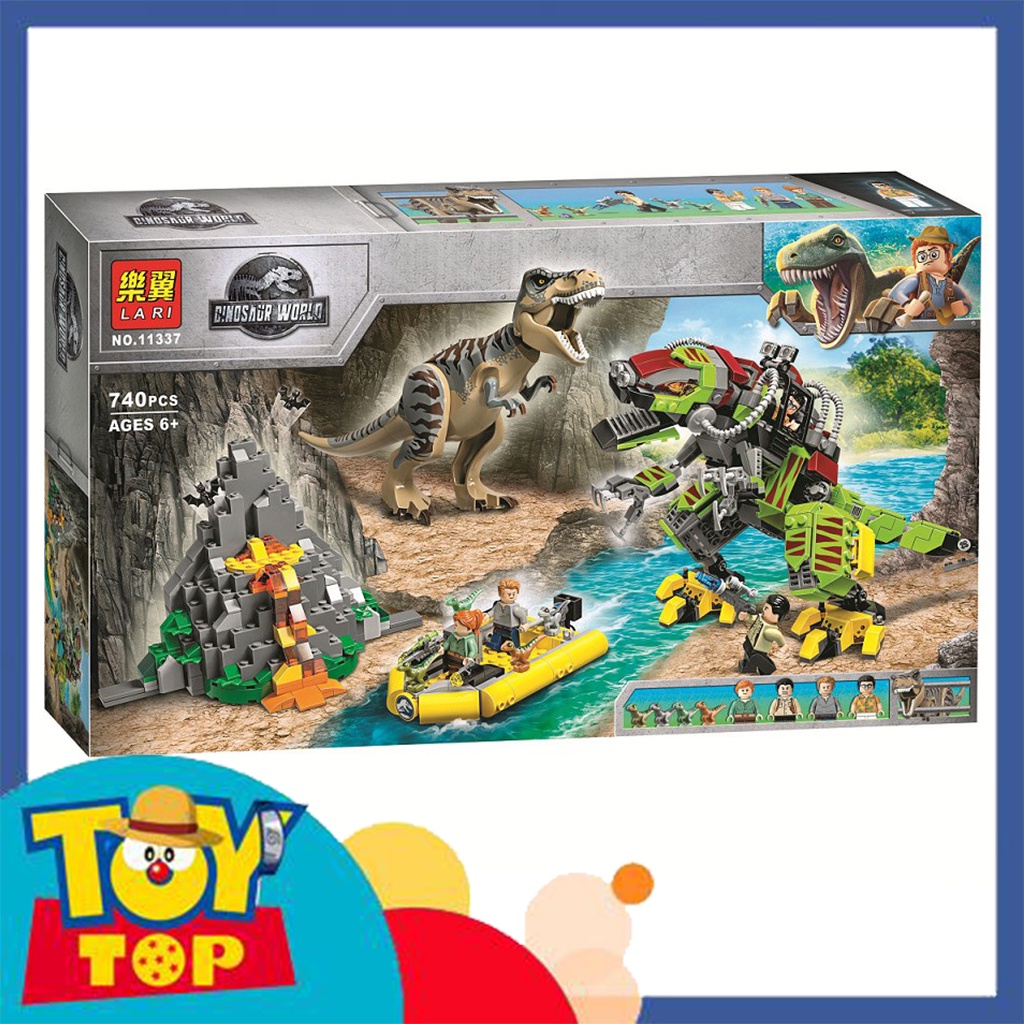 Đồ chơi lắp ráp ghép khủng long máy đại chiến bạo chúa T-Rex trong Jurassic Park xếp hình bla lri 11337 với 740 mảnh