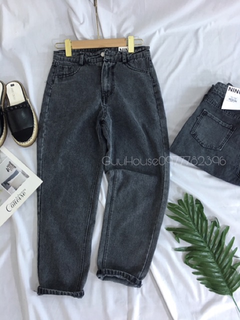 [ Mã FAMAYWA giảm 10K đơn 50K] Quần baggy jean trơn xám khói cạp cao hàng fullsize dáng dài chất đẹp | BigBuy360 - bigbuy360.vn