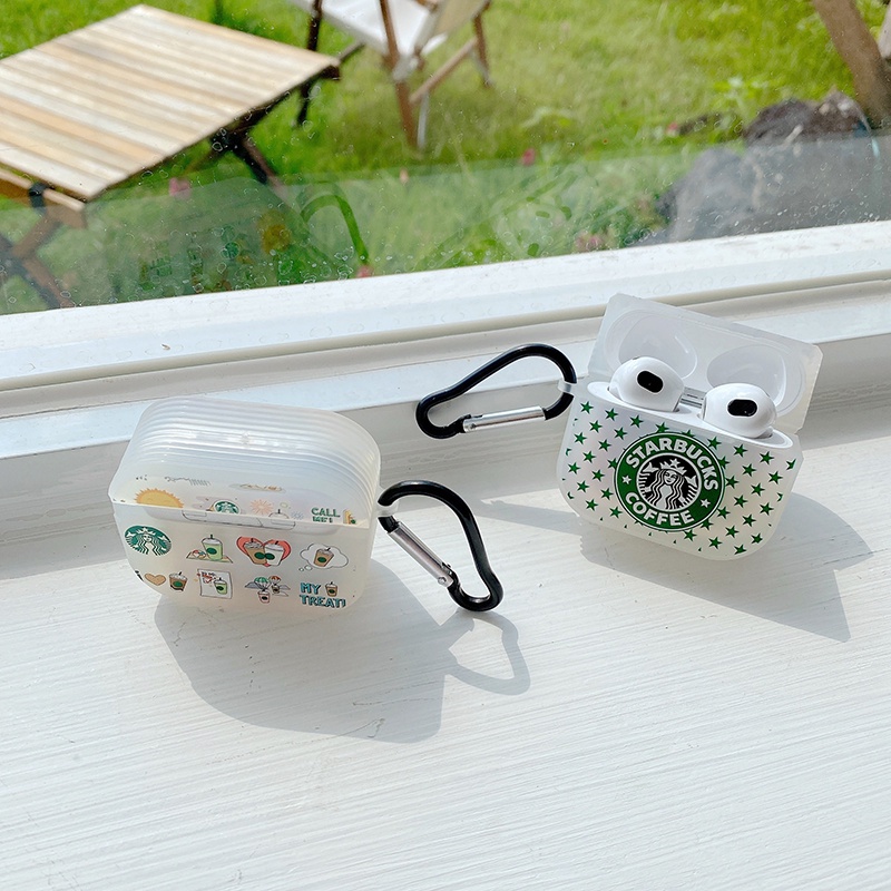 Vỏ Bảo Vệ Hộp Sạc Tai Nghe Airpods1 2 3 Pro Bluetooth Không Dây Chất Liệu Silicon TPU Nhám Hình LOGO Cà Phê Và Ngôi Sao