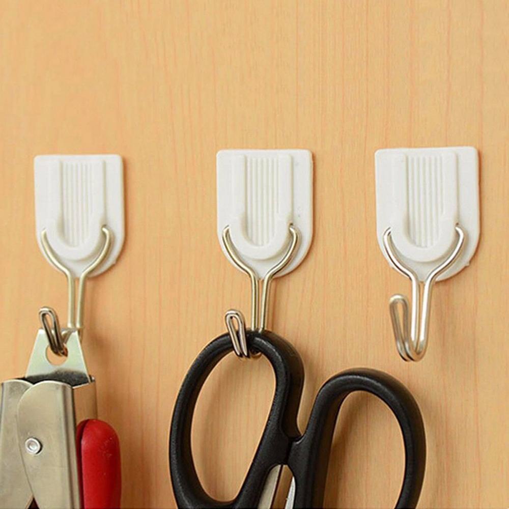 Móc Treo Đồ Dán Tường Bằng Nhựa Màu Trắng Siêu Dính Đa Năng