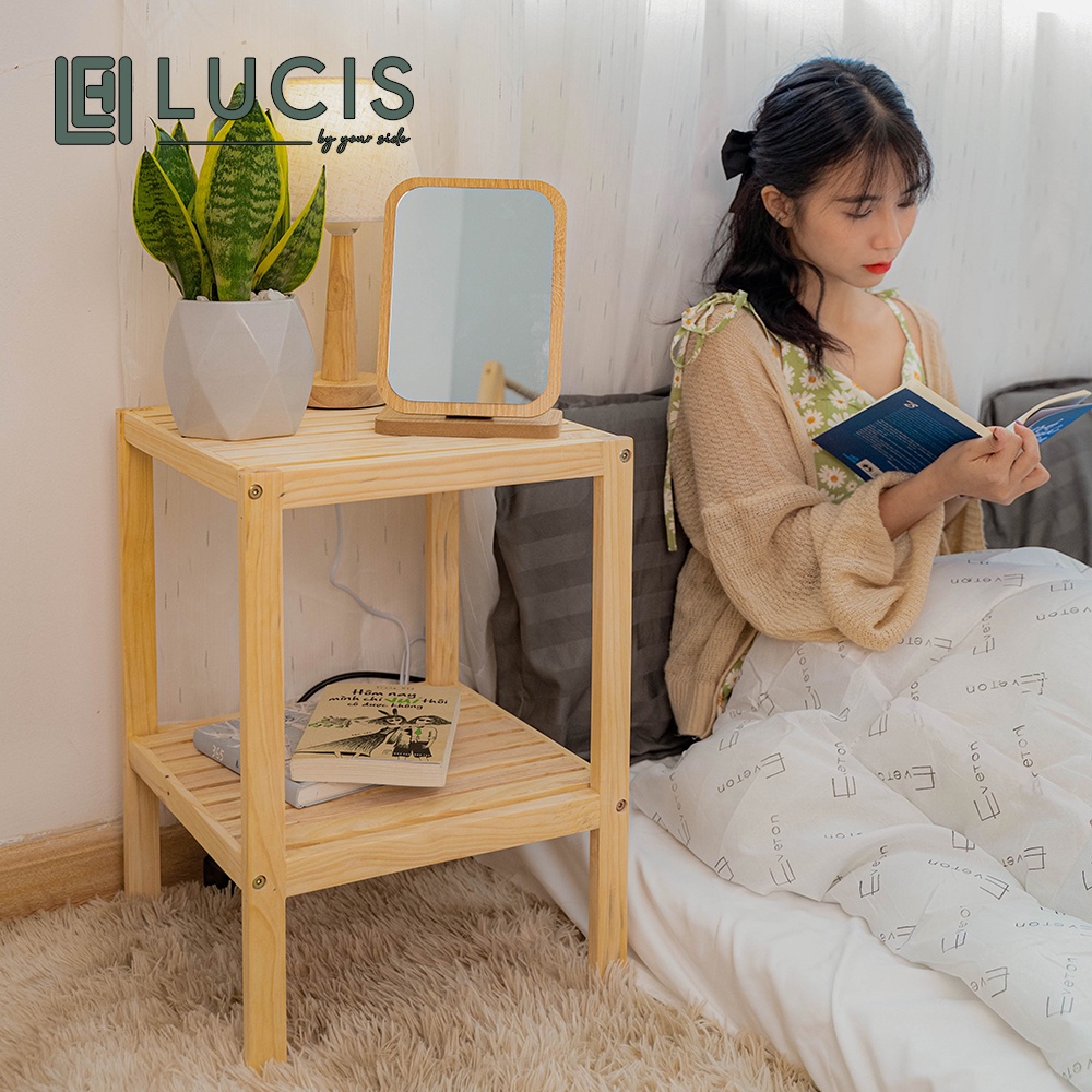 Tab đầu giường gỗ thông 2 tầng LUCIS nội thất Hàn Quốc