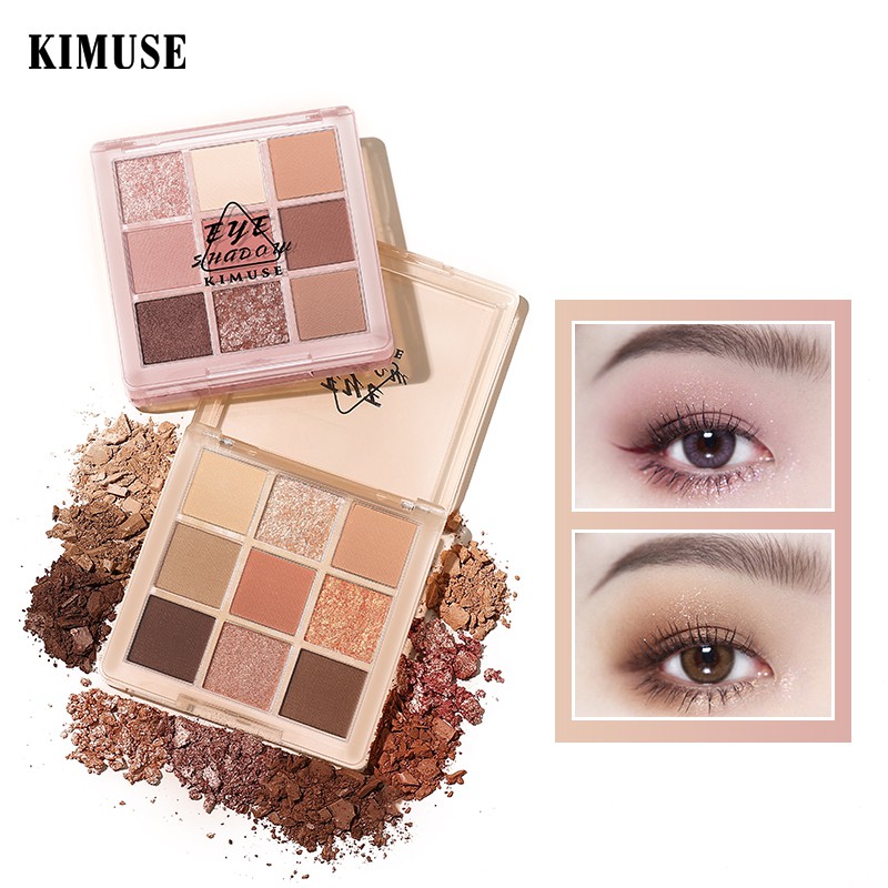 Bảng phấn mắt KIMUSE 70g 9 màu lì nhũ lấp lánh lâu trôi