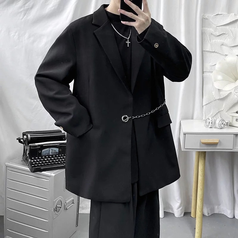 ÁO KHOÁC BLAZER VETS HÀN QUỐC T-A-N AV020 KÈM ( phụ kiện ). MÀU ĐEN Và TRẮNG KEM