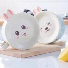 [XẢ KHO+FREE SHIP] Bát inox chống nóng có nắp có thìa hình chú thỏ siêu cute