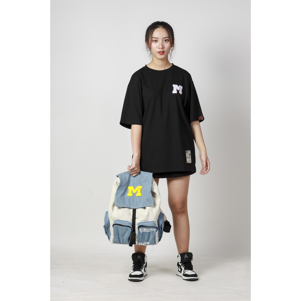 Áo thun nữ nam form rộng tay lỡ Phông Unisex 100% Cotton Chính Hãng Thêu M Local Brand Mi Midori