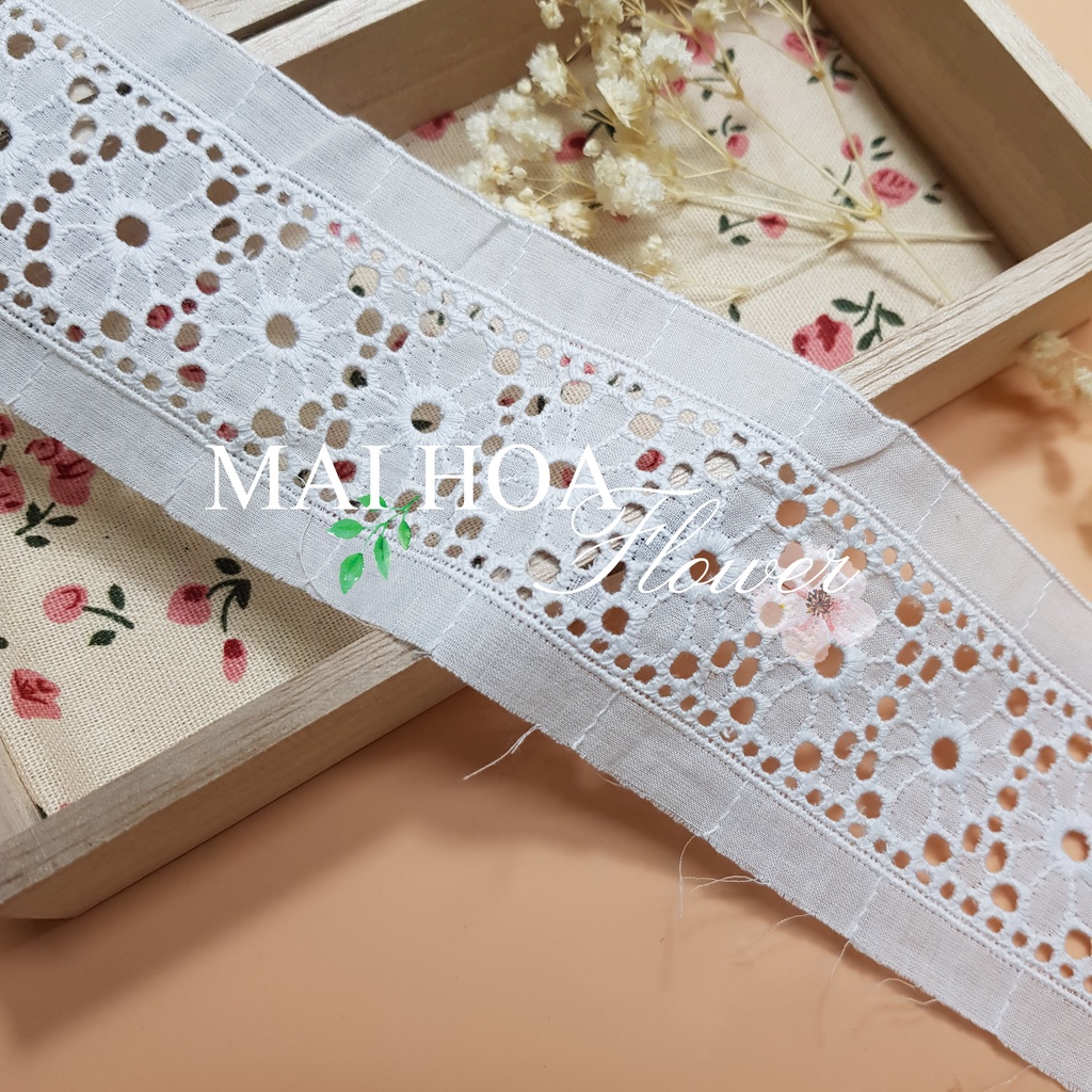 [Size 5cm] Dây ren cuộn thô boi hoa B6 dùng làm ren viền trang trí quần áo Maihoafabric