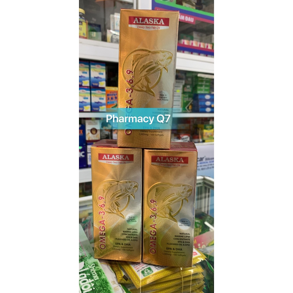 Dầu cá Alaska Hộp 100 viên bổ sung Omega 3 6 9, DHA EPA, có thêm dầu hoa anh thảo và coenzym q10, bổ mắt và tim mạch