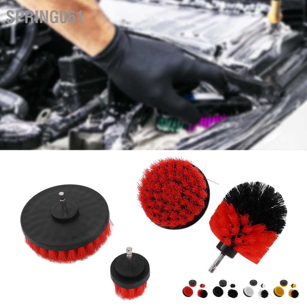 Spring061 4 cái Chổi khoan Phần đính kèm Bộ Công cụ làm sạch Máy chà sàn điện cho Xe ô tô máy