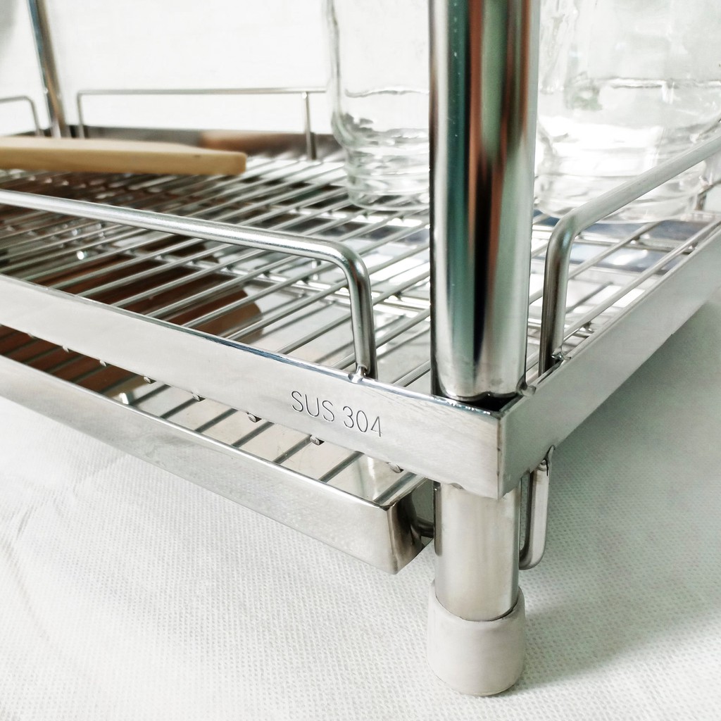 Kệ úp chén bát inox 304 kèm khay hứng thông minh, tiện dụng