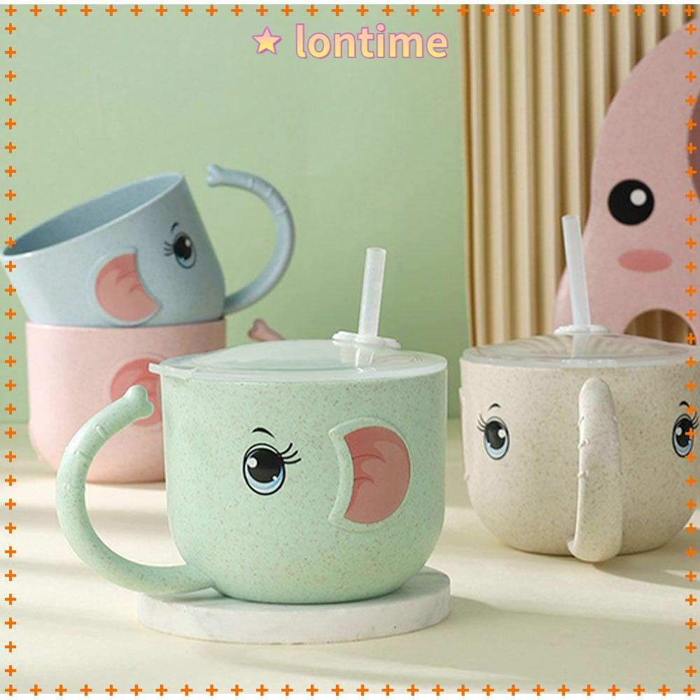 Ly nước chống tràn có nắp đậy họa tiết hoạt hình dễ thương cho bé