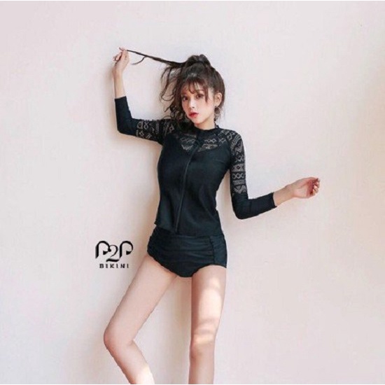 P2P BIKINI - Đồ bơi tay dài kéo khóa trước, quần lưng cao hai lớp - HN380