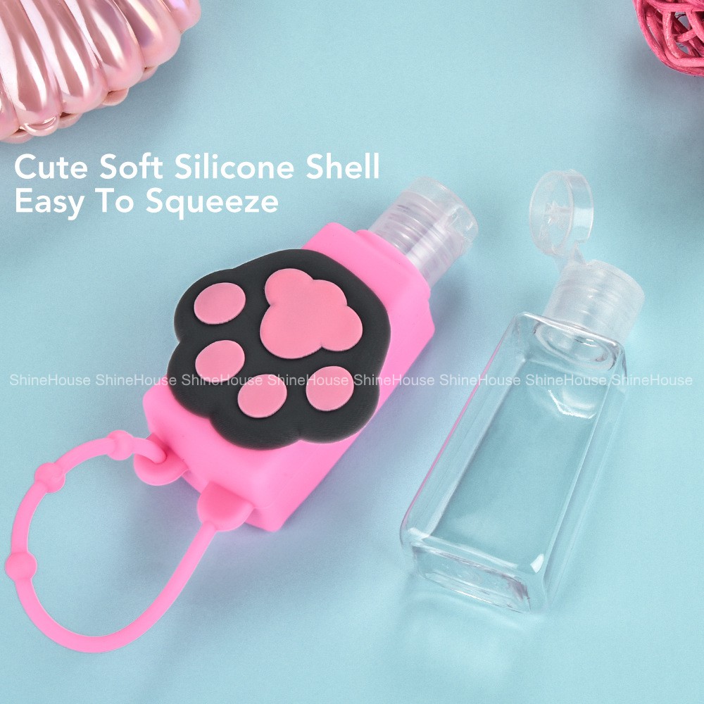 Chai Lọ Chiết Gel Rửa Tay Silicone Sắc Màu 30 Ml Có Dây Treo Tiện Lợi - Shine House