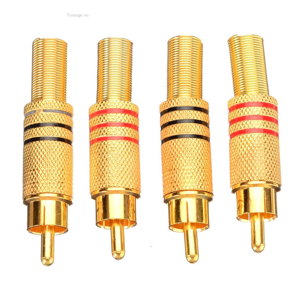 Set 4 Đầu Nối Cáp Âm Thanh Rca Vàng Chất Lượng Cao