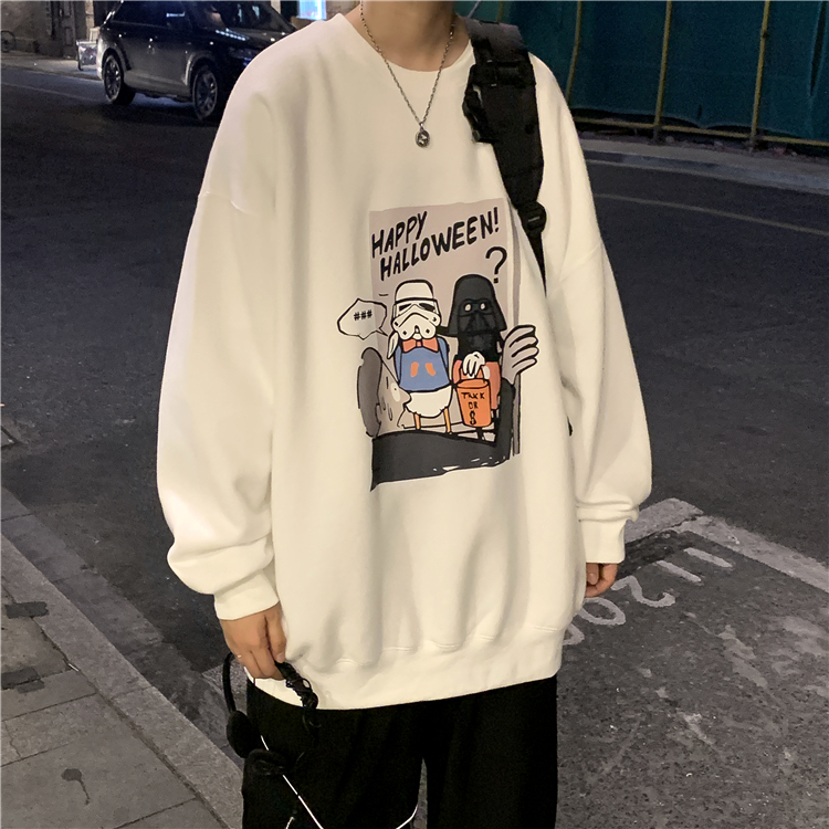 Áo sweater cổ tròn dáng rộng tròng đầu phong cách Hàn Quốc cho nam | BigBuy360 - bigbuy360.vn