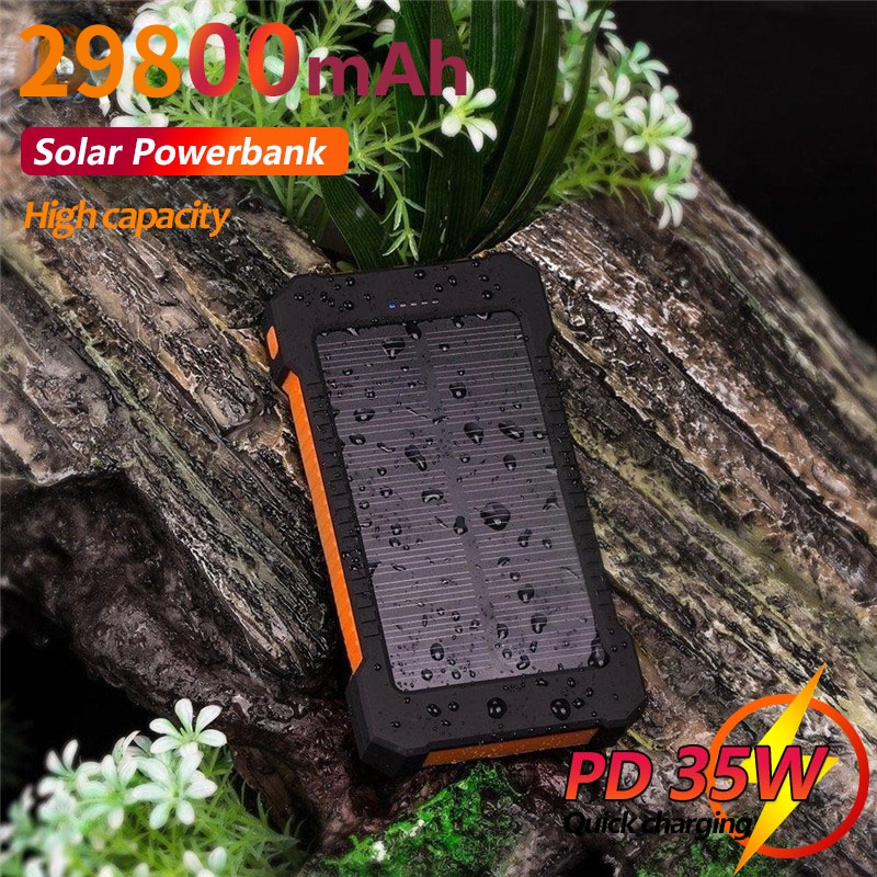 Sạc Dự Phòng 10000mAh Có Đèn LED Sử Dụng Năng Lượng Mặt Trời Cho Xiaomi Samsung IPhone