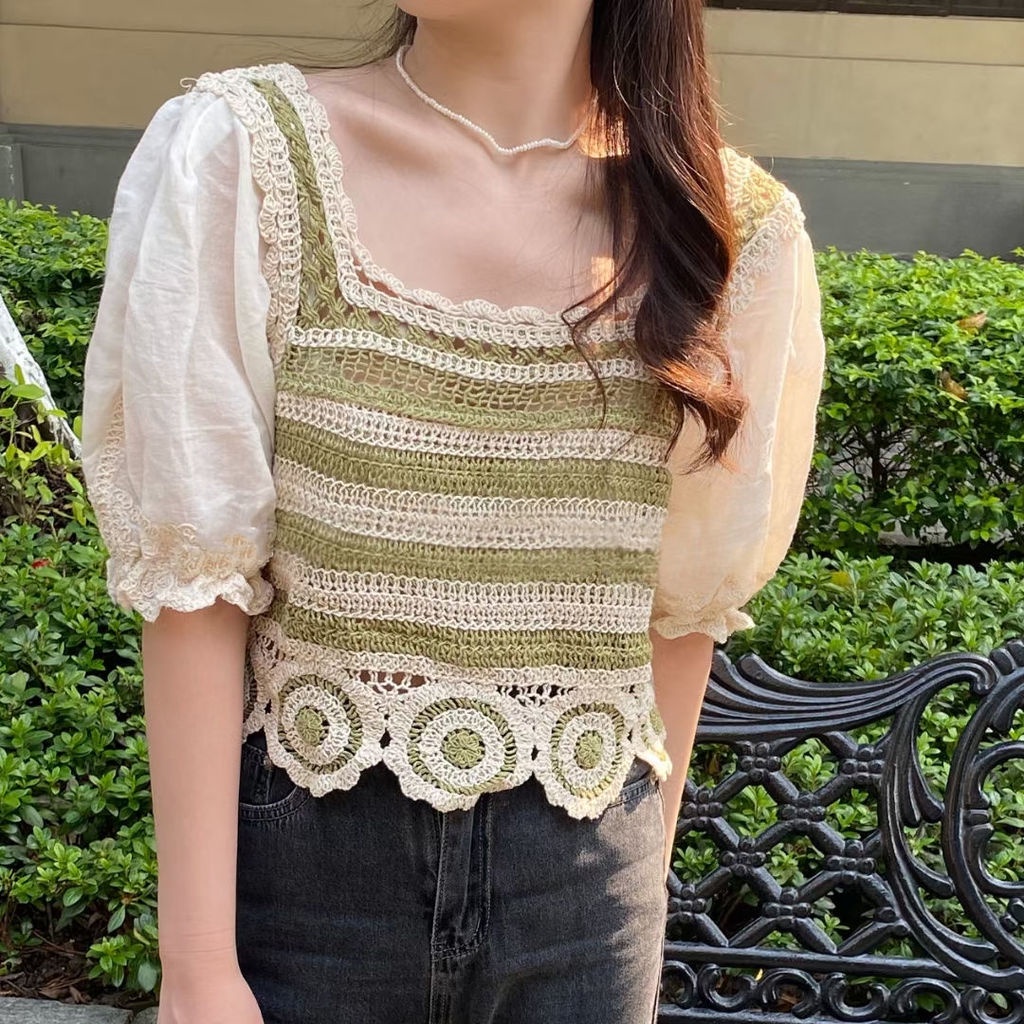 Áo Sơ Mi Ngắn Tay Cổ Vuông Thiết Kế Thời Trang Cho Nữ