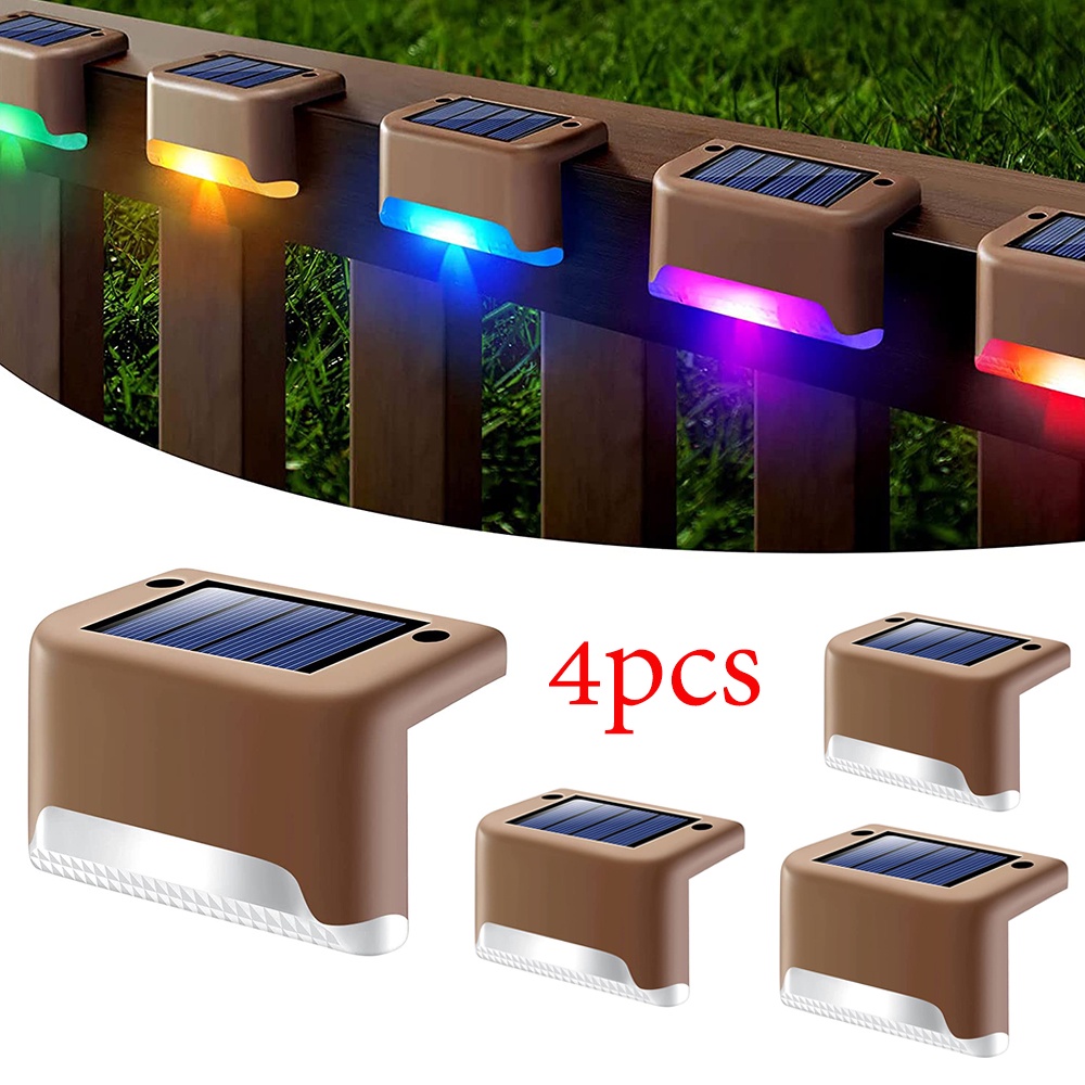 4PCS Đèn LED Năng Lượng Mặt Trời Phù Hợp Với Ban Công, Mái Nhà, mảng, cầu thang, hàng rào có thể tự cài đặt mà không cần dây.