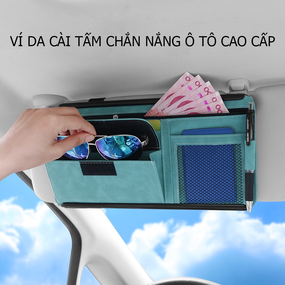 Ví Da Đựng Giấy Tờ Ô Tô Xe Hơi Đăng Kiểm Xe Nhiều Ngăn Cài Tấm Chắn Nắng Đẹp Sang Trọng VD003