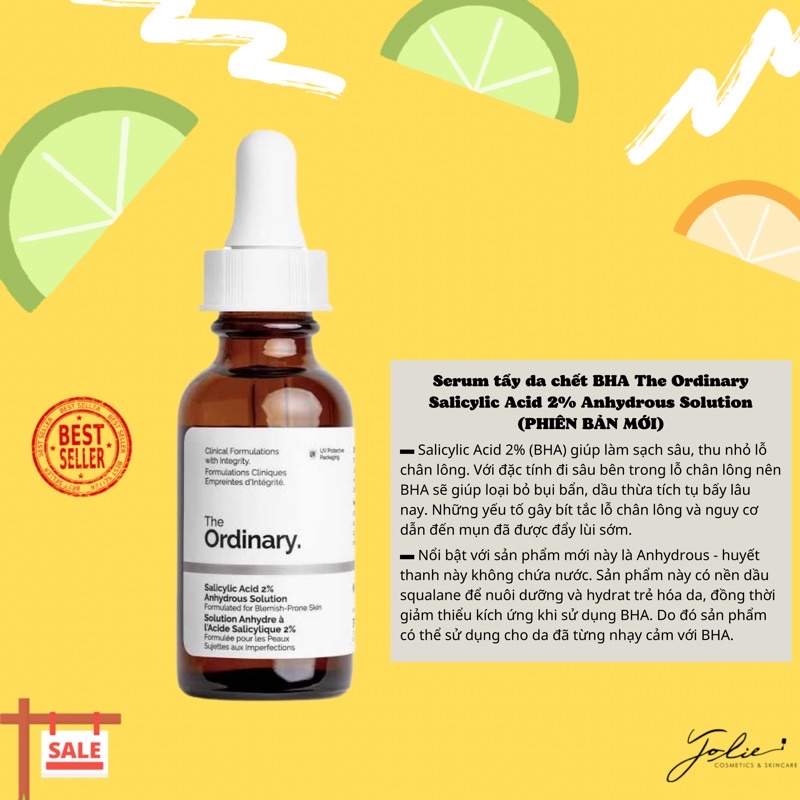 The Ordinary Tẩy tế bào chết 2% BHA Salicylic Acid 2% Anhydrous Solution