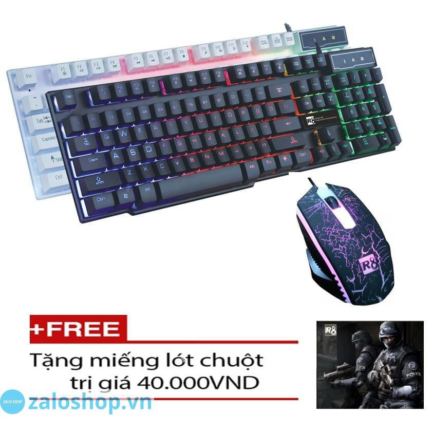 [TẶNG LÓT W3] COMBO PHÍM CHUỘT LED 7 MÀU CHUYÊN GAME R8 1822 + R8 1607