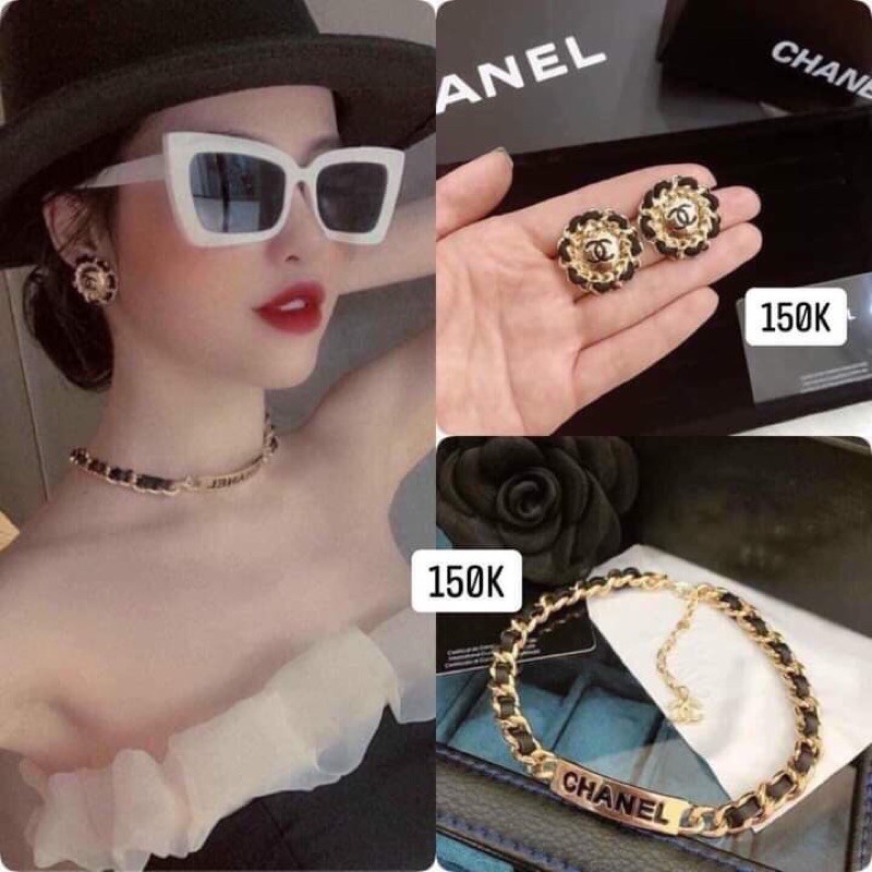 sét vòng cổ hoa tai hot trend hai món choker và hoa tai