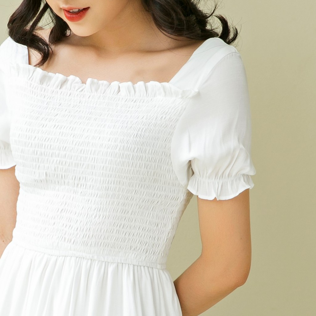 Đầm cổ vuông chun bụng IFU 2679 | BigBuy360 - bigbuy360.vn