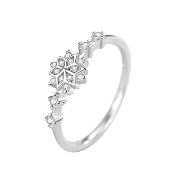 Nhẫn Đeo Tay Hoa Tuyết Trắng Giáng Sinh Bạc Ý S925 Nữ Tính Thanh Lịch N2651 Bảo Ngọc Jewelry