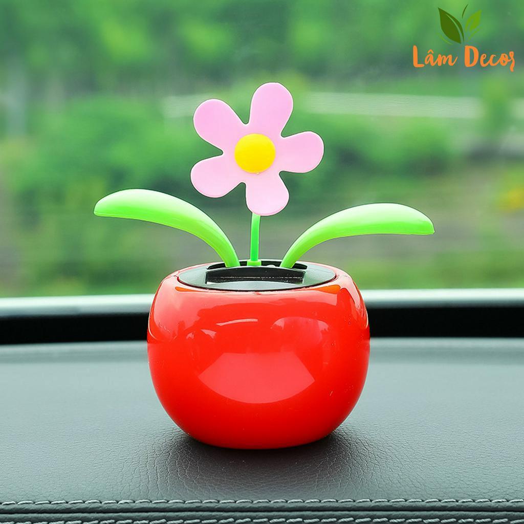 Tượng Chú Tiểu Gõ Mõ Gật Đầu Và Hoa Hướng Dương Lắc Lư Trang Trí Taplo Ô Tô, Bàn Làm Việc, Bàn Học