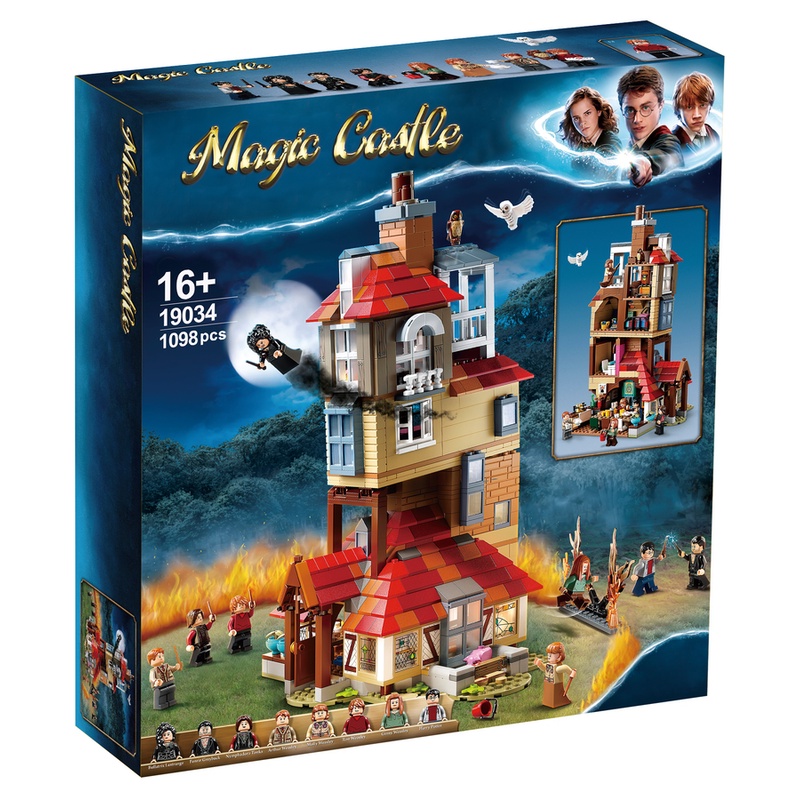 Đồ chơi Lắp ráp giáo dục Mô hình 19034 Harry Potter Attack on the Burrow compatible with 75980 Christmas gift